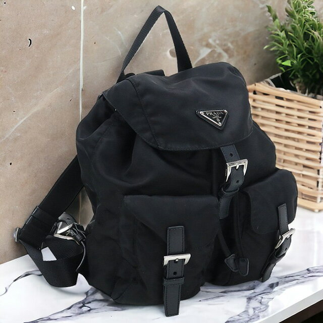 【中古】 プラダ リュック レディース ブランド PRADA バックパック 1BZ677 ブラック バッグ