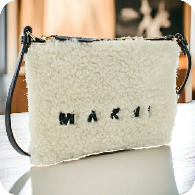 乐天商城 - マルニ 斜め掛けショルダーバッグ レディース MARNI ラム レザー イタリア PHMO0011L0 ホワイト系 バッグ 斜めがけ ブランド 高級 おしゃれ プレゼント 女性 実用的 かわいい
