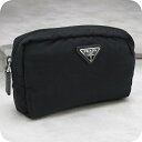 【中古】 プラダ ポーチ レディース ブランド PRADA トライアングル ポーチ ブラック バッグ