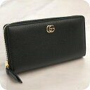 【中古】 グッチ 長財布ラウンドファスナー レディース ブランド GUCCI ダブルG ジップアラウンドウォレット レザー 456117 ブラック 財布