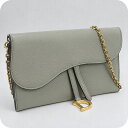 【中古】 ディオール チェーンウォレット レディース ブランド Dior サドル レザー グレー 財布