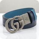 【中古】 グッチ ベルト メンズ ブランド GUCCI ダブルG スリムベルト GU90290 ネイビー 小物