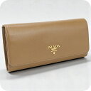 【中古】 プラダ 長財布ニ折小銭入付き レディース ブランド PRADA サフィアーノレザー財布 PR92598 ブラウン 財布