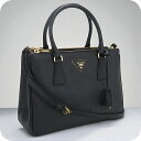 【中古】 プラダ トートバッグ レディース ブランド PRADA ガレリア 2WAY PR93751 ブラック バッグ 軽量 手提げ 高級 おしゃれ プレゼント 女性 実用的 かわいい