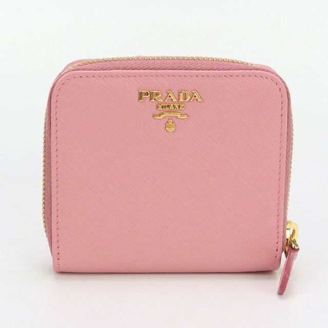 【中古】 プラダ 二折財布 レディース ブランド PRADA ピンク 財布