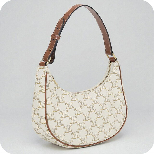 【中古】 セリーヌ ショルダーバッグ レディース ブランド CELINE トリオンフキャンバス アヴァ ワンショルダー 193952BZJ.01BC ホワイト バッグ 斜めがけ 高級 おしゃれ プレゼント 女性 実用的 かわいい