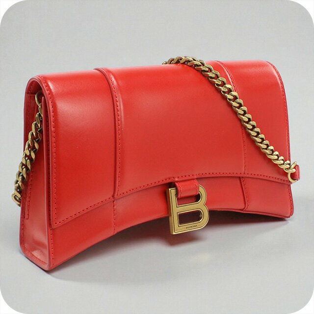 【中古】 バレンシアガ 斜め掛け ショルダーバッグ レディース ブランド BALENCIAGA アワーグラス チェーンショルダーバッグ レザー 644973 レッド バッグ
