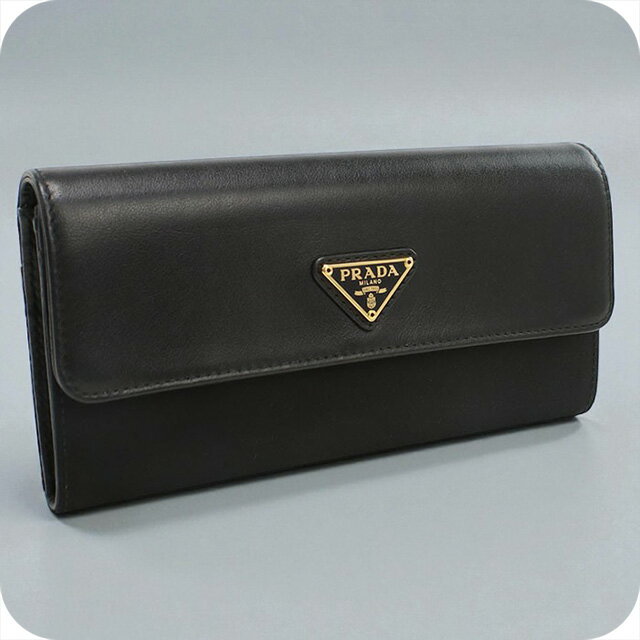 樂天商城 - 【中古】 プラダ 長財布二折 レディース ブランド PRADA サフィアーノトライアングル 1M1037 ブラック 財布