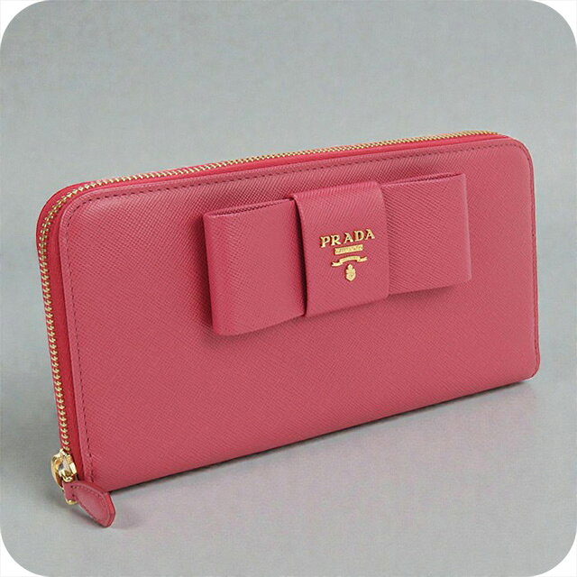 樂天商城 - 【中古】 プラダ 長財布ラウンドファスナー レディース ブランド PRADA サフィアーノレザー ジップアラウンド長財布 レザー ピンク 財布