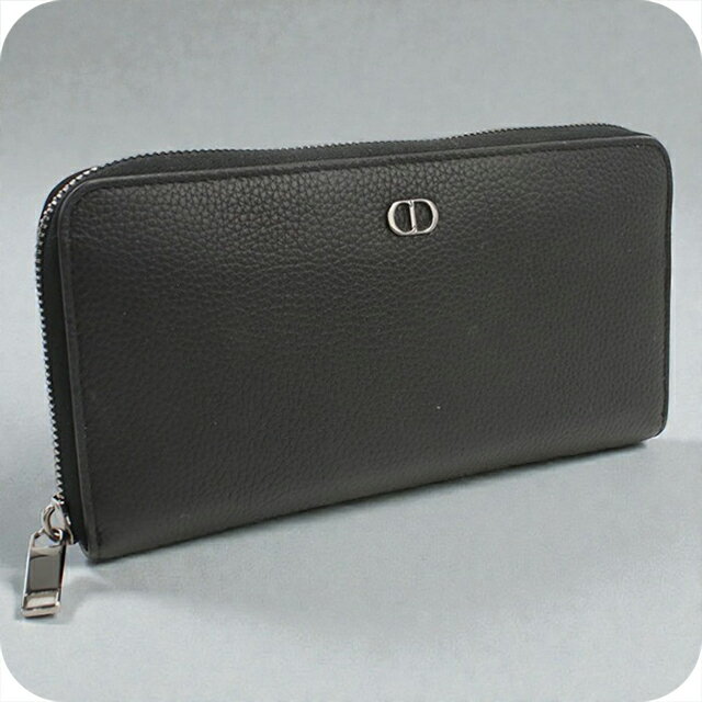 【中古】 ディオール 長財布ラウンドファスナー メンズ ブランド Dior CD アイコン ロングジップウォレット 2ESBC252CDI ブラック 財布
