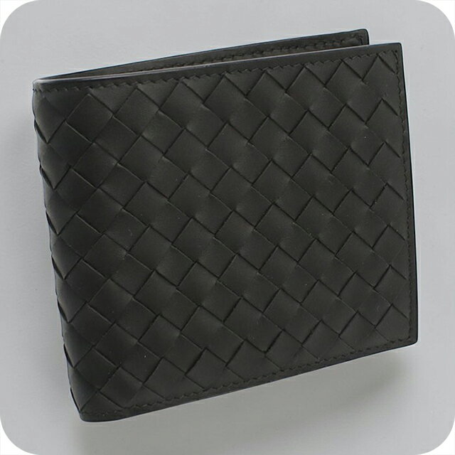 【中古】 ボッテガ・ヴェネタ 二つ折り財布 二折財布 メンズ ブランド BOTTEGA VENETA イントレチャート ブラック