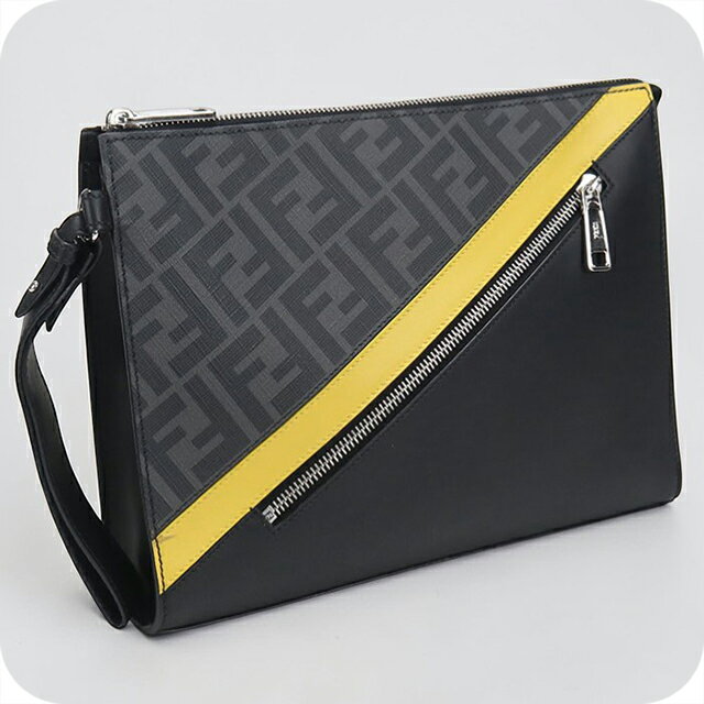 樂天商城 - 【中古】 フェンディ クラッチバッグ メンズ ブランド FENDI ダイアゴナル レザー 7VA491 ブラック ビジネス 軽量 小さめ ミニバッグ ブランド 高級 おしゃれ プレゼント 男性 実用的 かっこいい