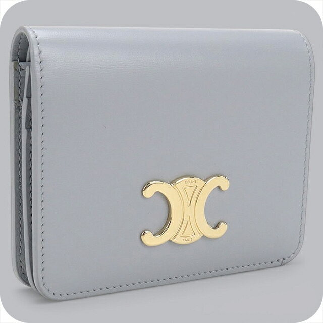 乐天商城 - 【中古】 セリーヌ 二つ折り財布 コンパクト レディース ブランド CELINE トリオンフ ブルー ウォレット 高級 おしゃれ プレゼント 実用的