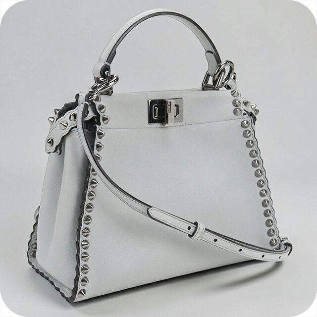 ＼10%OFFクーポン★さらに+3倍／【中古】 フェンディ ハンドバッグ レディース ブランド FENDI ピーカブー 2WAY 8BN244 グレー 軽量 小さめ 手提げ 高級 おしゃれ プレゼント 女性 実用的 かわいい