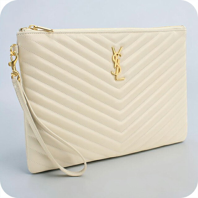 イブサンローラン メッシュクラッチバッグ 白 ウィメンズ クラッチ＆パーティーバッグ | サンローラン | YSL