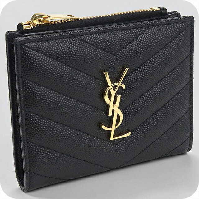 樂天商城 - 【中古】 サンローラン 二つ折り財布 二折財布 レディース ブランド SAINT LAURENT モノグラム バイフォールドウォレット 575879 ブラック