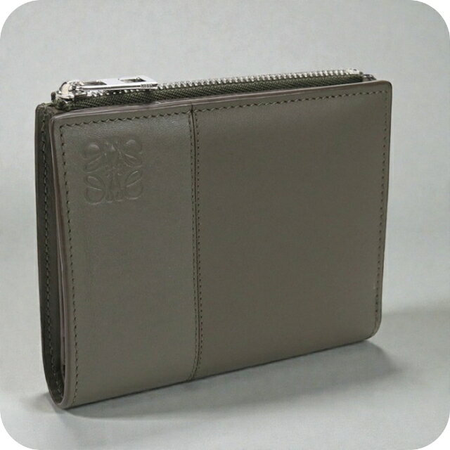 乐天商城 - 【中古】 ロエベ 二つ折り財布 メンズ ブランド LOEWE アナグラム スリムコンパクトウォレット カーキ 高級 おしゃれ プレゼント 実用的