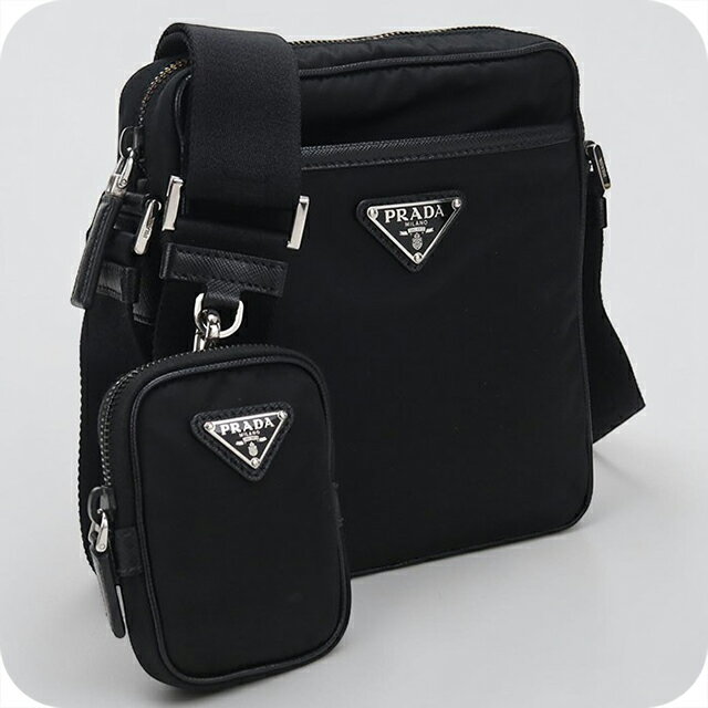 PRADA - ＼4/25限定★2000円OFF+さらに14倍／【中古】 プラダ 斜め掛け ショルダーバッグ メンズ ブランド PRADA 2VH112 ブラック