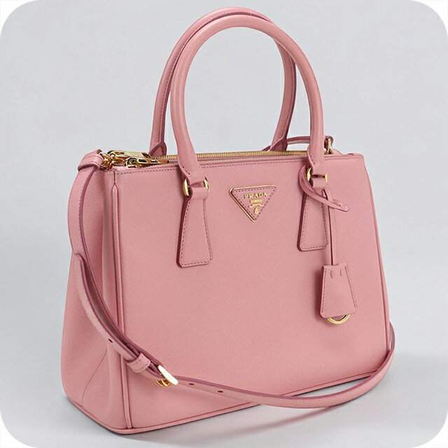 【中古】 プラダ トートバッグ レディース ブランド PRADA ガレリア ミディアムバッグ ピンク 軽量 手提げ 高級 おしゃれ プレゼント 女性 実用的 かわいい