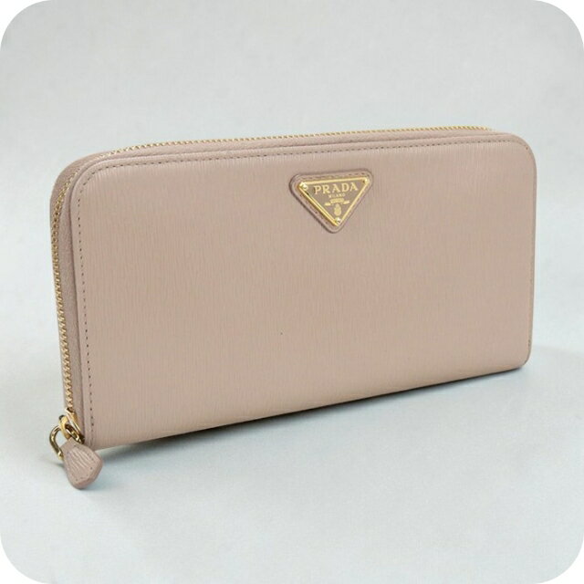 ＼6/15限定★全品10倍+最大100%還元／【中古】 プラダ 長財布ラウンドファスナー レディース ブランド PRADA ジップアラウンド長財布 ベージュ