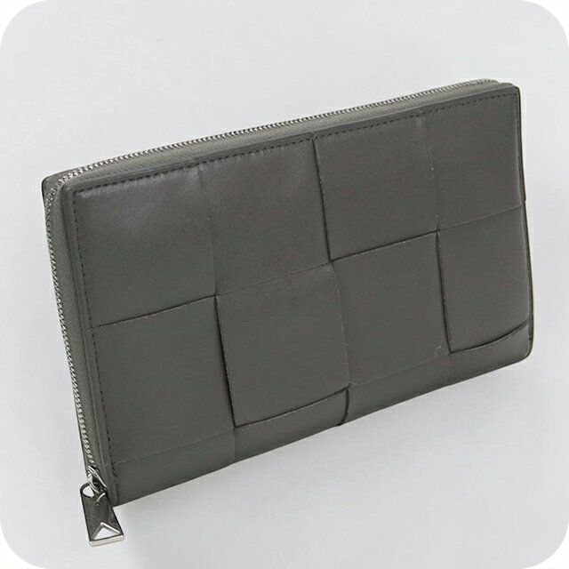 【中古】 ボッテガ・ヴェネタ 長財布ラウンドファスナー レディース ブランド BOTTEGA VENETA カセット ジップアラウンドウォレット 814649 グレー