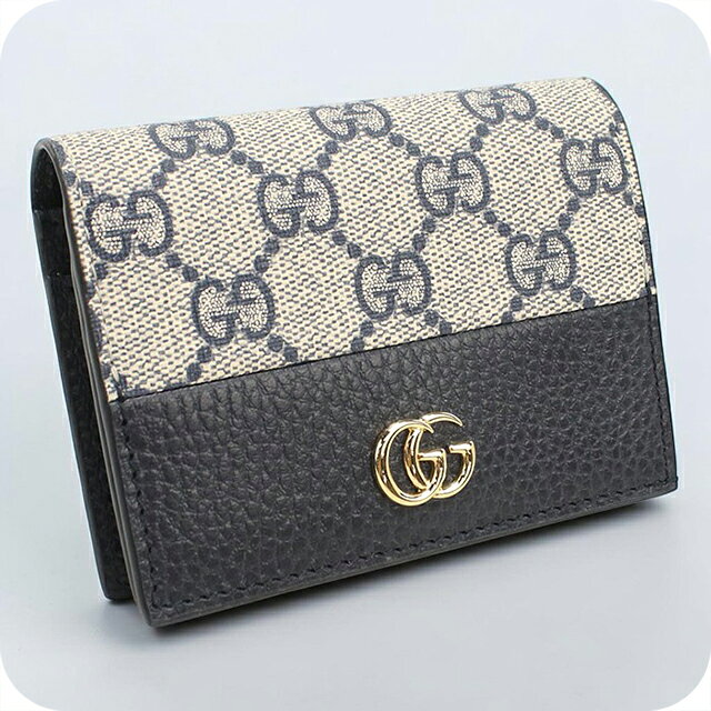 乐天商城 - 【中古】 グッチ 二つ折り財布 コンパクト レディース ブランド GUCCI GGスプリーム カードケース ウォレット レザー 658610 ネイビー 高級 おしゃれ プレゼント 実用的