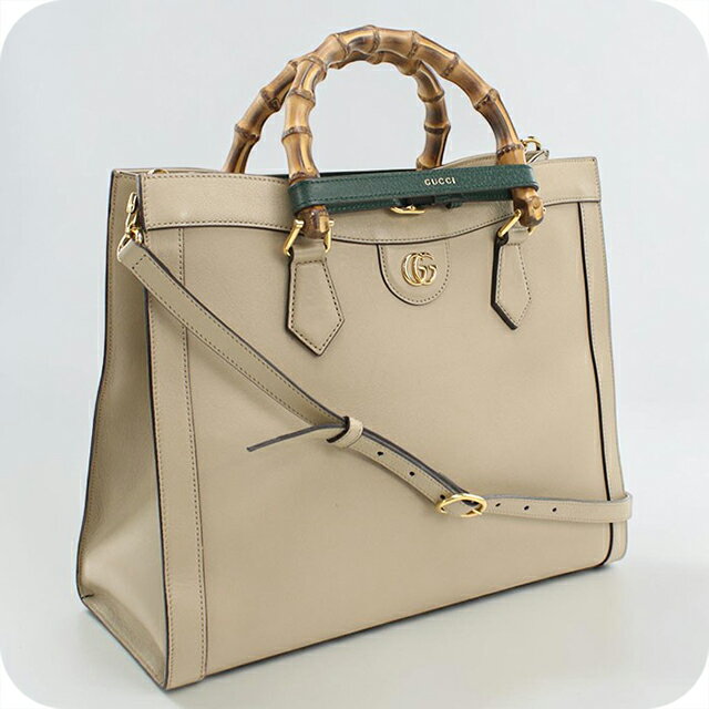 乐天商城 - 【中古】 グッチ トートバッグ レディース ブランド GUCCI グッチ ダイアナ 2WAY レザー 655658 ベージュ 軽量 手提げ 高級 おしゃれ プレゼント 女性 実用的 かわいい