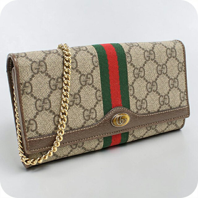 乐天商城 - 【中古】 グッチ 財布 チェーンウォレット コンパクト レディース ブランド GUCCI オフィディア レザー 546592 ベージュ 高級 おしゃれ プレゼント 実用的