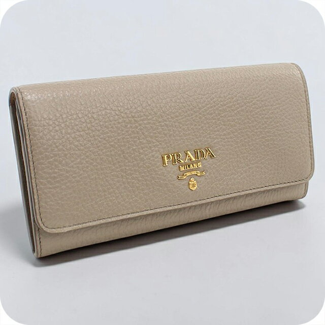 ＼6/15限定★全品10倍+最大100%還元／【中古】 プラダ 長財布二折 レディース ブランド PRADA レザー 1MH132 グレー