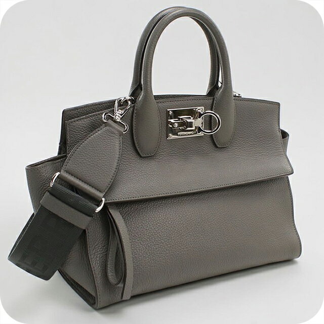 乐天商城 - 【中古】 フェラガモ トートバッグ レディース ブランド FERRAGAMO ガンチーニ 2WAY 21 4493 グレー 軽量 手提げ 高級 おしゃれ プレゼント 女性 実用的 かわいい