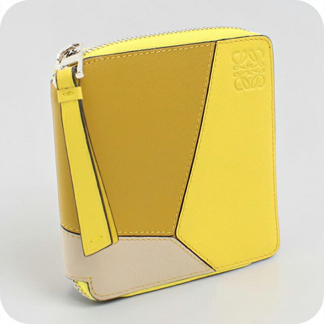 乐天商城 - 【中古】 ロエベ 二つ折り財布 二折財布 レディース ブランド LOEWE パズル スクエア ジップウォレット イエロー ウォレット 高級 おしゃれ プレゼント 実用的