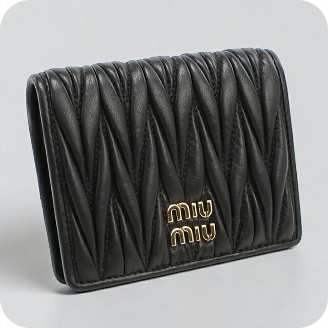 乐天商城 - 【中古】 ミュウミュウ 二つ折り財布 コンパクト レディース ブランド MIUMIU マテラッセ 5MV204 ブラック ウォレット 高級 おしゃれ プレゼント 実用的