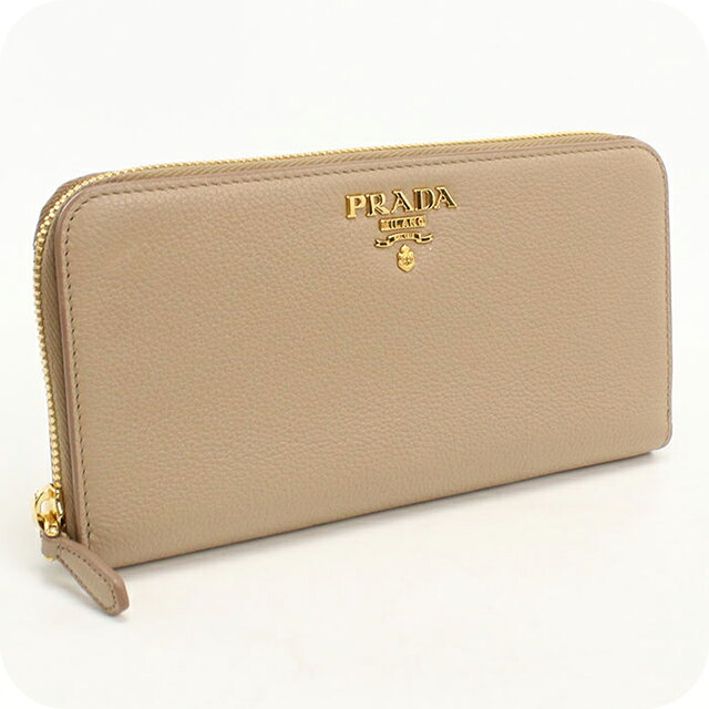 乐天商城 - 【中古】 プラダ 長財布 ラウンドファスナー レディース ブランド PRADA ジップアラウンド レザー 1ML506 ベージュ ウォレット 高級 おしゃれ プレゼント 実用的