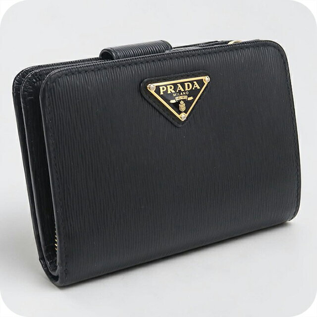 樂天商城 - 【中古】 プラダ 二つ折り財布 二折財布 レディース ブランド PRADA ヴィッテロムーブ トライアングル レザー財布 レザー 1ML018 2DDU F0002 ブラック ウォレット 高級 おしゃれ プレゼント 実用的