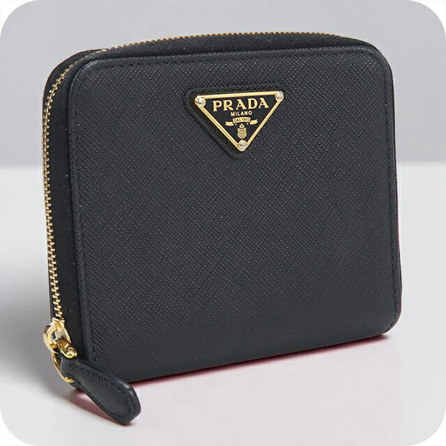 乐天商城 - 【中古】 プラダ 二つ折り財布 二折財布 レディース ブランド PRADA サフィアーノトライアングル レザー 1ML036 ブラック ウォレット 高級 おしゃれ プレゼント 実用的