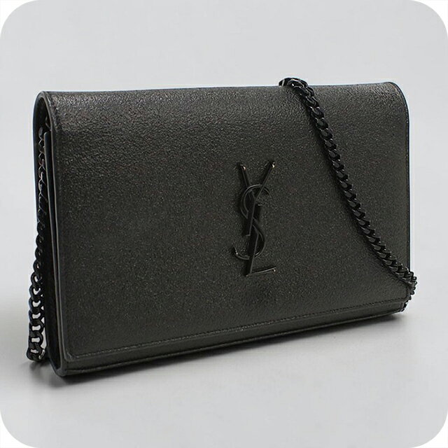 【中古】 サンローラン 財布 チェーンウォレット コンパクト レディース ブランド SAINT LAURENT YSLモノグラム レザー 377829 ブラック 高級 おしゃれ プレゼント 実用的