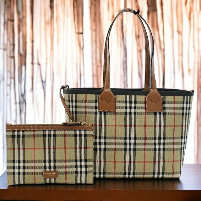 バーバリー トートバッグ（レディース） バーバリー トートバッグ レディース ブランド BURBERRY コットン、レザー イタリア 8066163 BRIAR BROWN-BLACK ブラウン系 マルチカラー バッグ