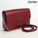 ＼7日10時まで★27,850円割引クーポン！全品10%OFF／【中古】 カルティエ ショルダー レディース ブランド CARTIER ドゥーブル C ドゥ カルティエ チェーンバッグ スモール レザー L1002310 レッド