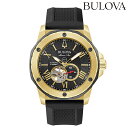 【トートバック付】 ブローバ マリンスター 自動巻き 腕時計 ブランド メンズ オープンハート BULOVA 98A272 アナログ ブラック 黒 おしゃれ 防...
