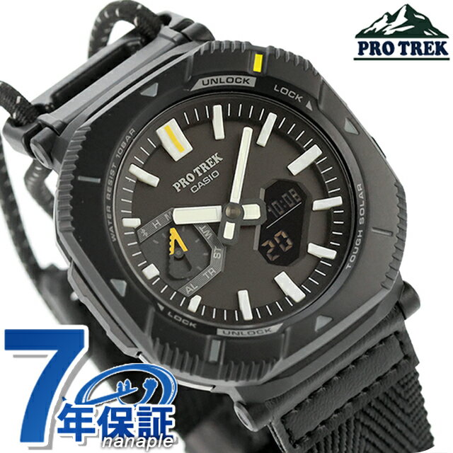 ＼店内2000円OFF+さらに9倍／ プロトレック PRO TREK タフソーラー（ソーラー充電システム） PRJ-B001B-1 ハイカーライン Bluetooth メンズ 腕時計 ブランド カシオ casio アナデジ オールブラック 黒 おしゃれ 防水 プレゼント 男性 実用的