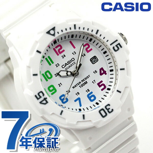 ＼先着2000円OFFクーポンにさらにポイントUP／ カシオ 腕時計 チープカシオ デイト 海外モデル ホワイト×マルチカラー CASIO LRW-200H-7BVDF チプカシ 時計