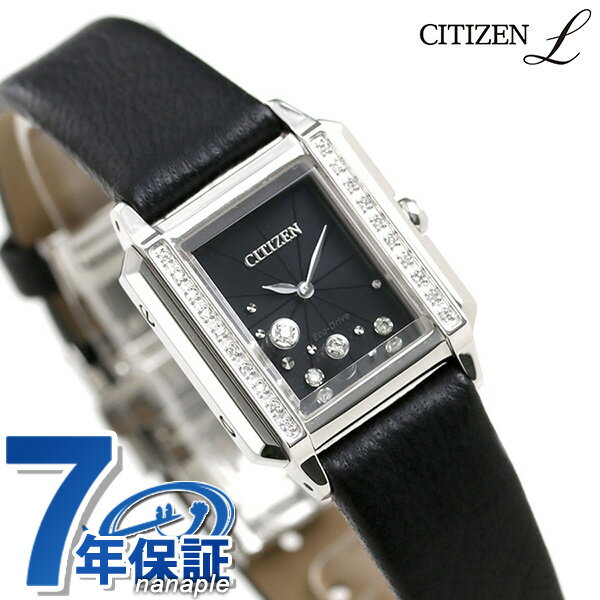 【今ならポイント最大41倍】 シチズン L エコドライブ ダイヤモンド レディース 腕時計 EG7061-15E CITIZEN L ブラック 革ベルト 時計【あす楽対応】