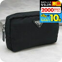 \超還元★無条件で+10倍&2000円OFFクーポン/【中古】 プラダ ポーチ レディース ブランド PRADA トライアングル ポーチ ブラック バッグ