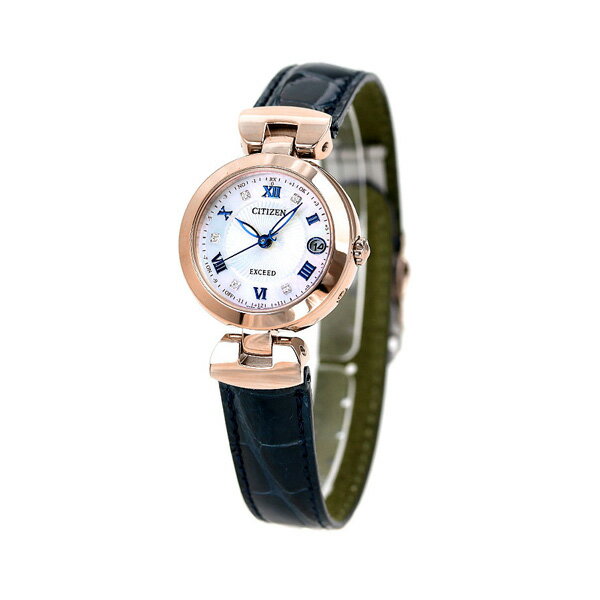 シチズン エクシード エコドライブ電波 ES9424-06A サクラピンク（R） ダイヤモンド 腕時計 レディース ホワイトシェル×ネイビー CITIZEN EXCEED
