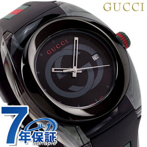 グッチ 時計 スイス製 メンズ 腕時計 ブランド YA137107A GUCCI シンク 46mm オールブラック×マルチカラー 記念品 プレゼント ギフト