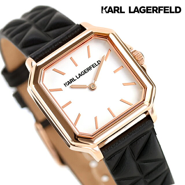 カール・ラガーフェルド スクエア クラシック クォーツ 電池式 腕時計 ブランド レディース KARL LAGERFELD R0551106501 アナログ ホワイト ブラック 黒 おしゃれ 防水 かわいい プレゼント 女性 実用的