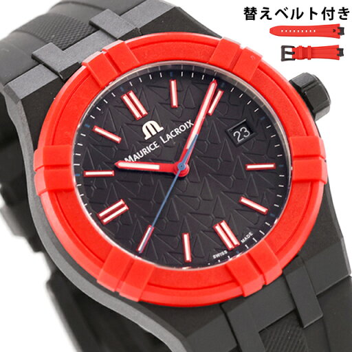 モーリスラクロア アイコンタイド マヒンドラレーシング 40mm クォーツ 電池式 腕時計 ブランド メンズ 替えベルト MAURICE LACROIX AI2008-04000-400-J アナログ ブラック 黒 スイス製 おしゃれ 防水 プレゼント 男性 実用的