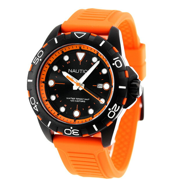 ＼3000円OFFクーポン★Rモバイル会員限定／ ノーティカ エヌエスアール クオーツ 腕時計 メンズ NAUTICA NAPNRS405 アナログ ブラック オレンジ 黒 ブランド おしゃれ 防水 プレゼント 男性 実用的