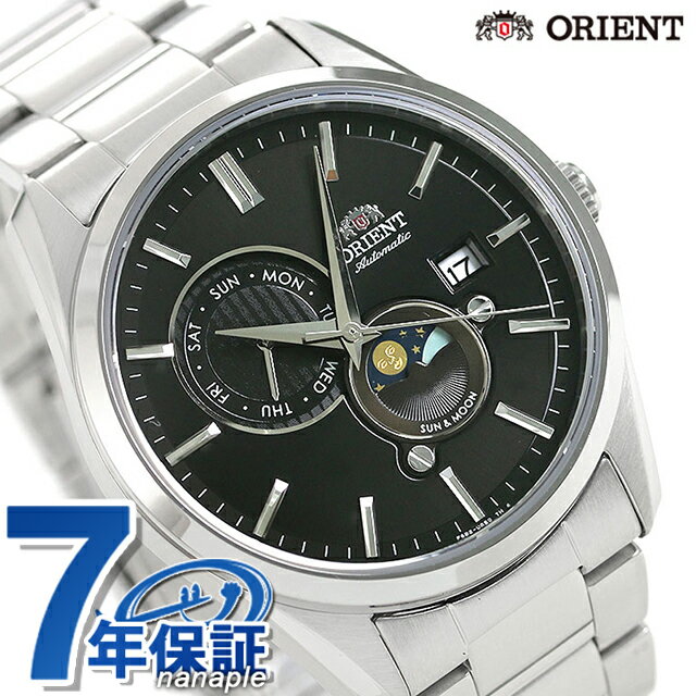 オリエント 自動巻き サン＆ムーン メンズ 腕時計 RN-AK0302B ORIENT 時計 機械式 ブラック ブランド おしゃれ 防水 プレゼント 男性 実用的