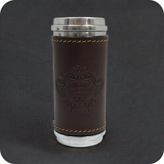 オロビアンコ 携帯灰皿 メンズ レディース ブランド Orobianco アルミ合金、牛革 革巻き ORA-001 BR ブラウン 小物